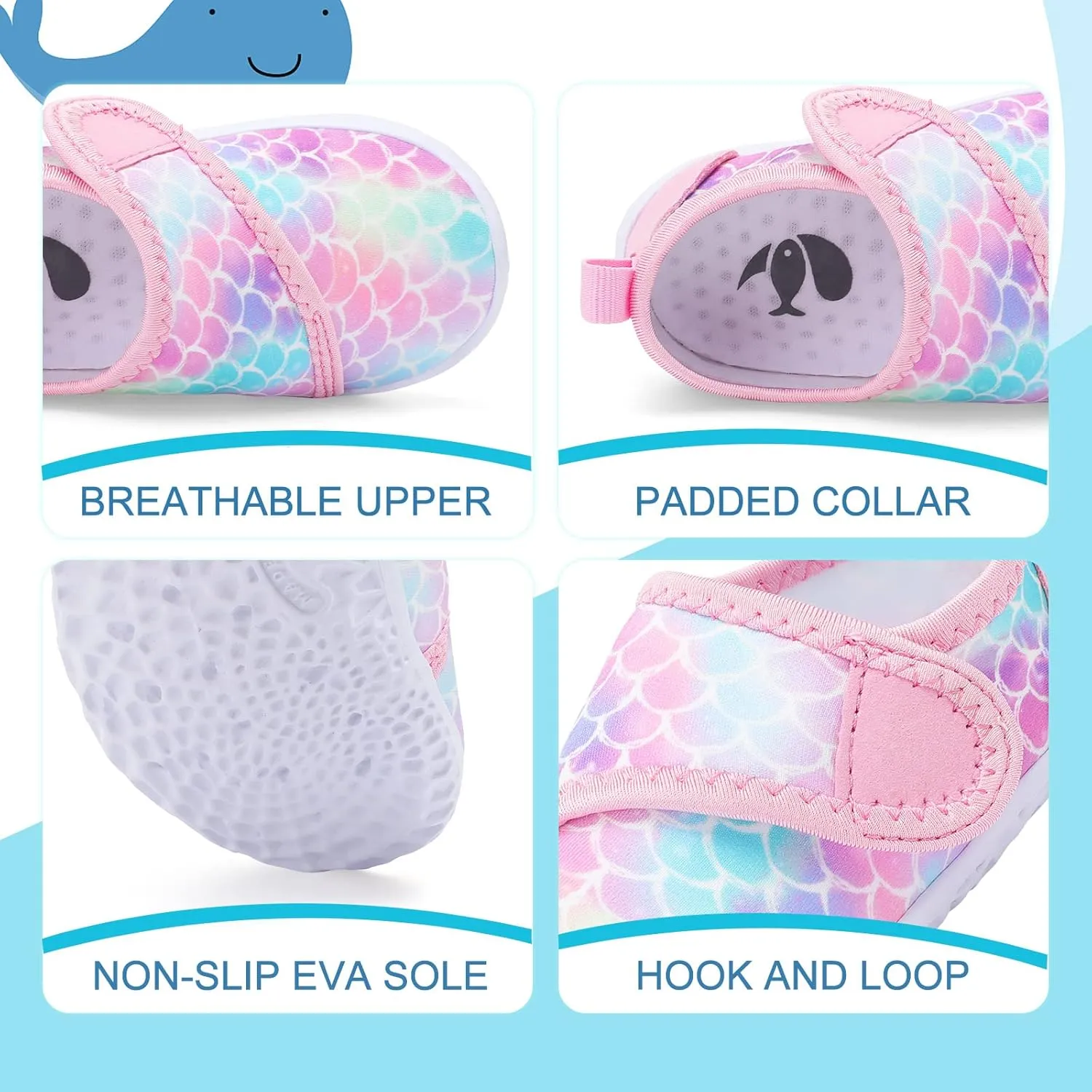 shopUAL Toddler Water Shoes Kids Girls Boys Beach Aqua Socks Skin Barefoot Walking Water Shoes Quick Dry Non-Slip Breathable Swim Pool Surf