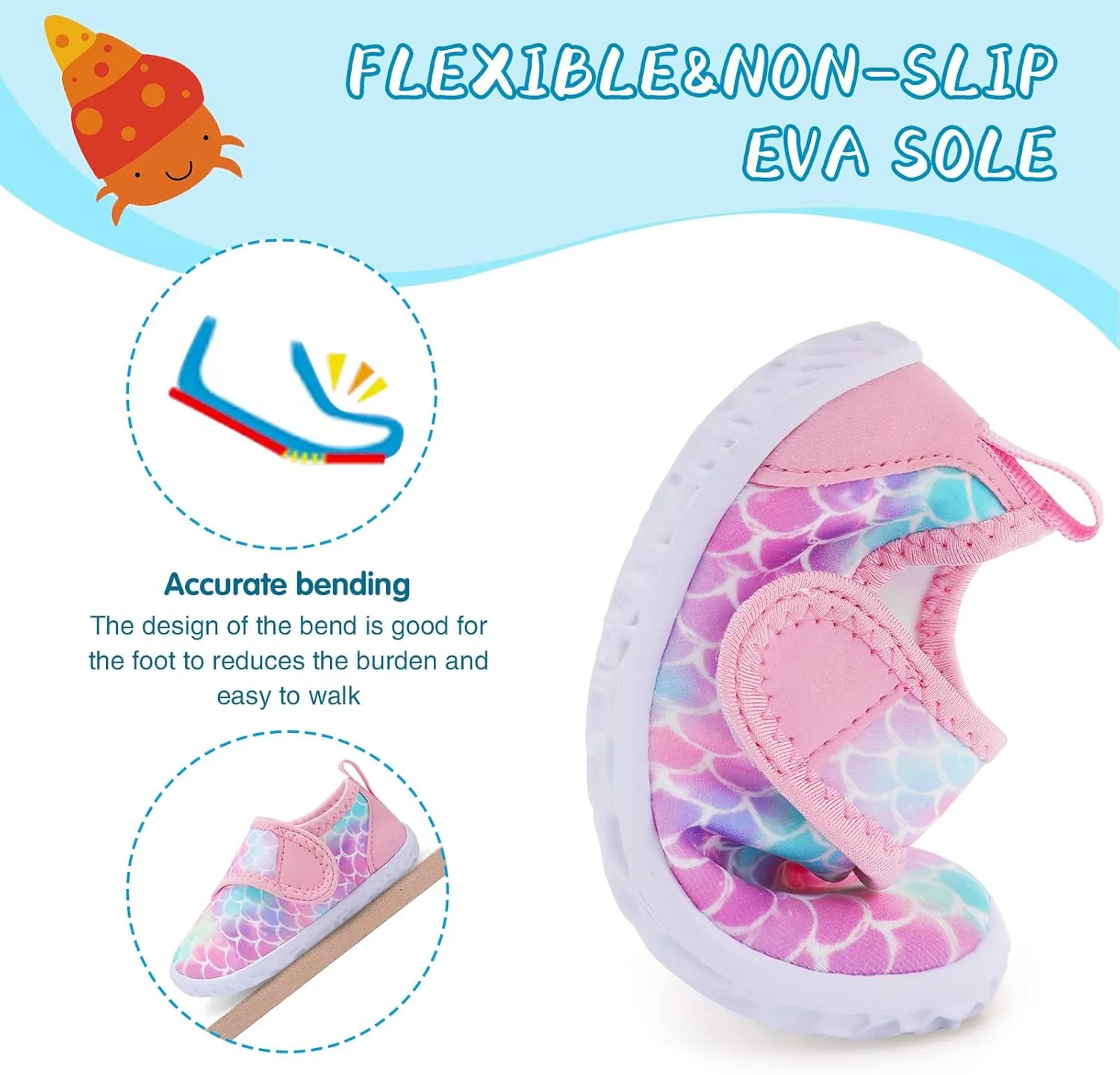 shopUAL Toddler Water Shoes Kids Girls Boys Beach Aqua Socks Skin Barefoot Walking Water Shoes Quick Dry Non-Slip Breathable Swim Pool Surf
