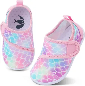 shopUAL Toddler Water Shoes Kids Girls Boys Beach Aqua Socks Skin Barefoot Walking Water Shoes Quick Dry Non-Slip Breathable Swim Pool Surf