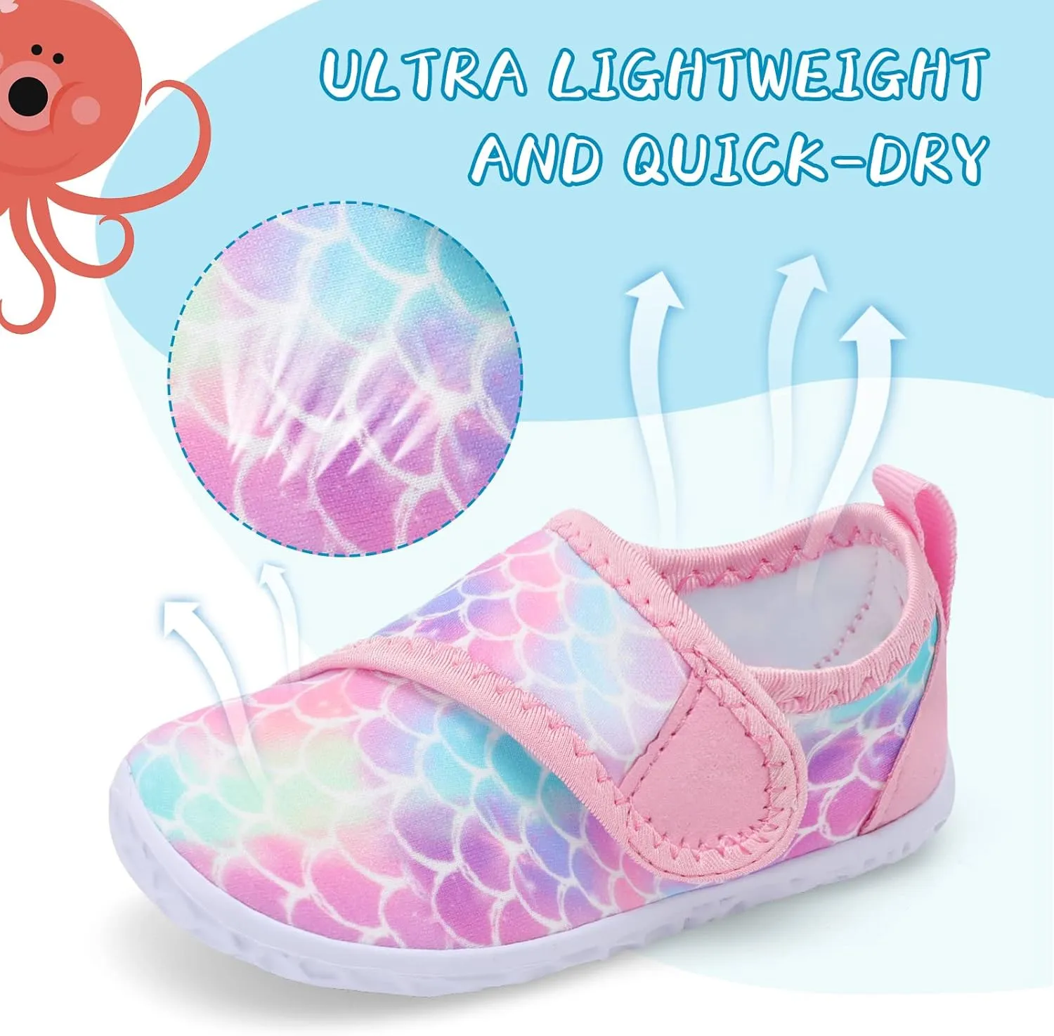 shopUAL Toddler Water Shoes Kids Girls Boys Beach Aqua Socks Skin Barefoot Walking Water Shoes Quick Dry Non-Slip Breathable Swim Pool Surf
