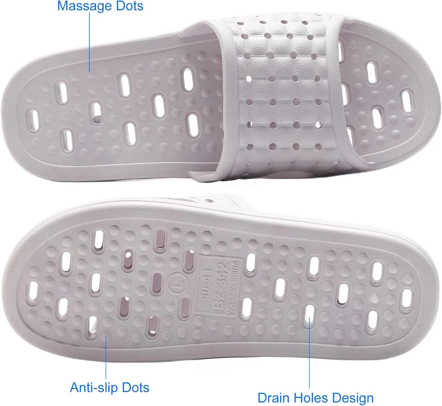 Shower Shoes Quick Dry Non-Slip Bathroom Slippers for Men Women Dorm Home Slides