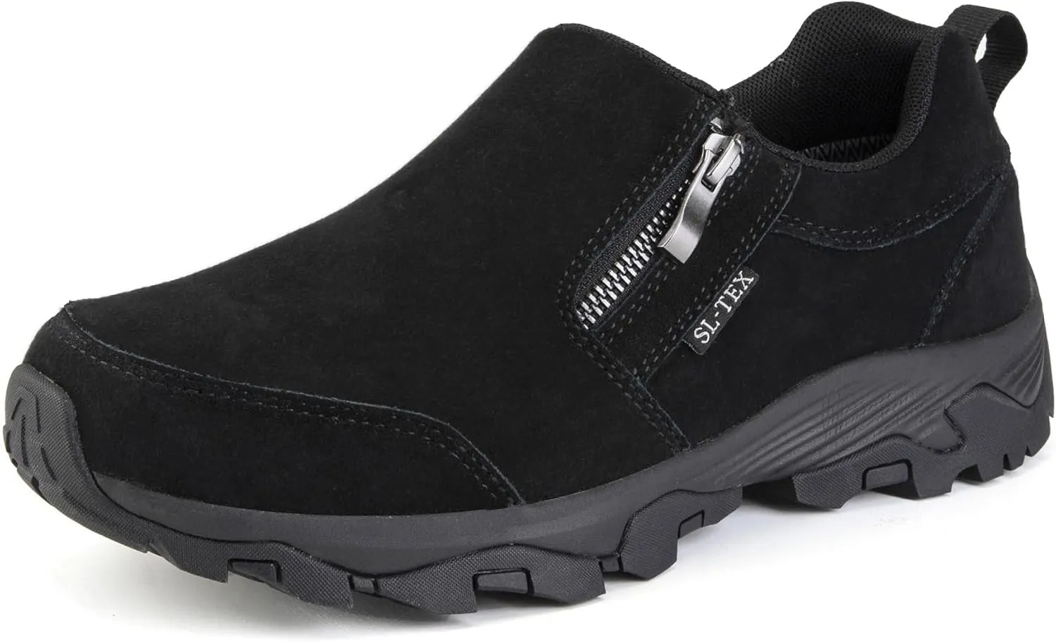 SHULOOK Men's Waterproof Slip On Hiking Shoes Lightweight Zipper Loafers Comfort Non-Slip Outdoor Shoe