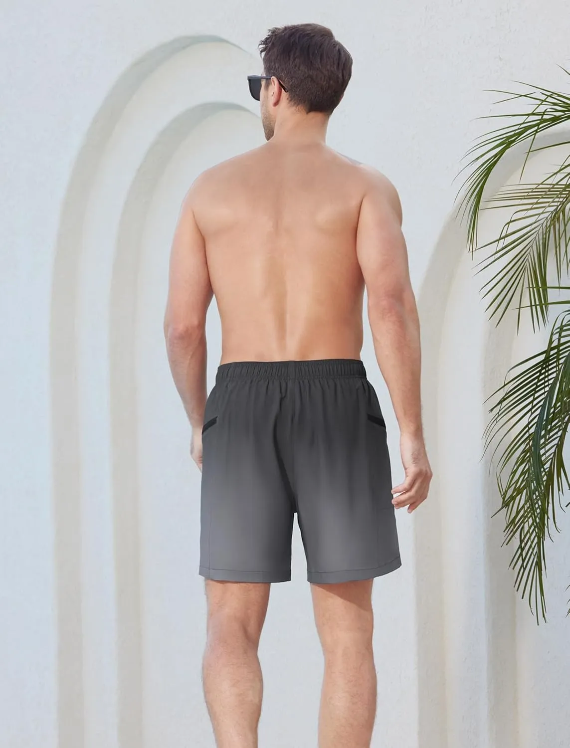 SILKWORLD Men's Swim Trunks Quick Dry Swimming Shorts 6 Inch Bathing Suits with Compression Liner and Zipper Pockets