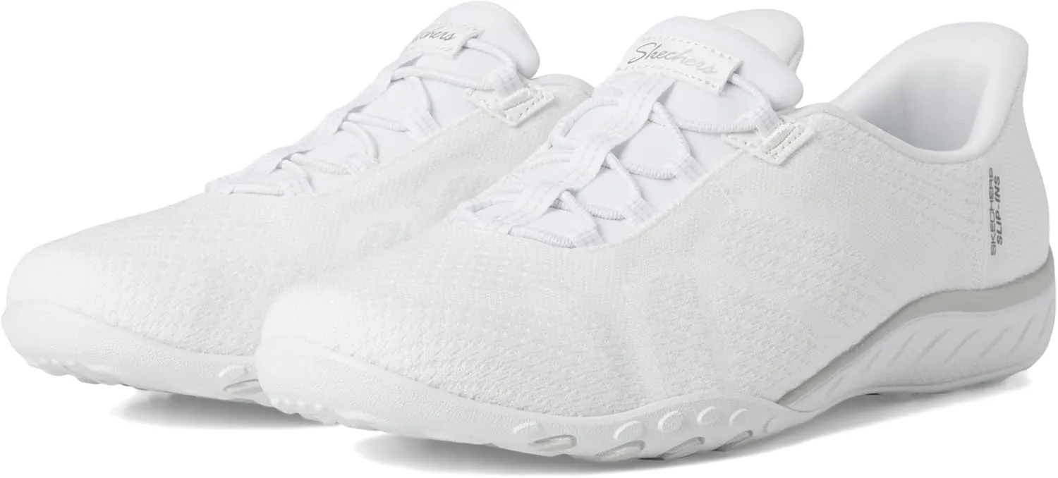 Skechers Modern Comfort Women's Women's Breathe Easy-Knitty Waves Hands Free Slip-Ins Sneaker, White, 8