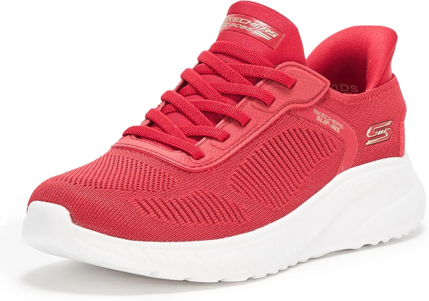 Skechers Women's Hands Free Slip-INS BOBS Squad Chaos-Current Muse Sneaker, RED, 5.5
