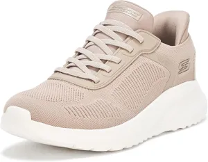 Skechers Women's Hands Free Slip-INS BOBS Squad Chaos-Current Muse Sneaker, Taupe, 9.5 Wide