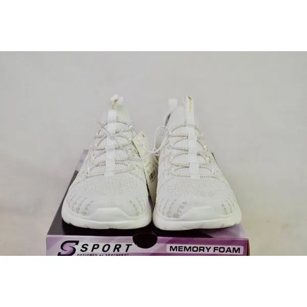 Skechers Women's S Sport Lace up Athletic Shoes 5 Metallic White