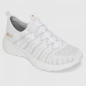 Skechers Women's S Sport Lace up Athletic Shoes 5 Metallic White