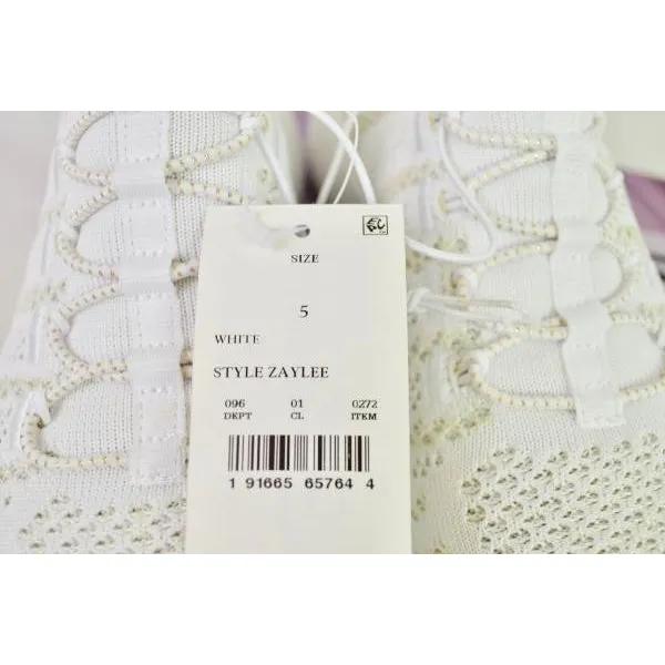 Skechers Women's S Sport Lace up Athletic Shoes 5 Metallic White