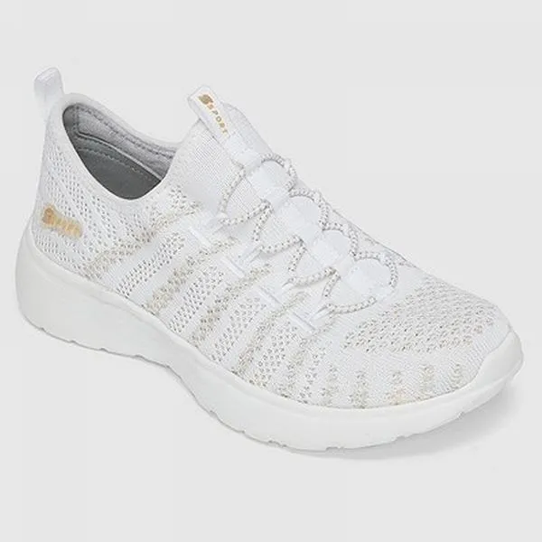 Skechers Women's S Sport Lace up Athletic Shoes 5 Metallic White