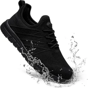 Slip Resistant Work Shoes for Men Slip On Sneakers Black Non Slip Work Shoes Water Resistant Work Shoe Lightweight Zapatos de Trabajo para Hombres, Black US 6.5-13