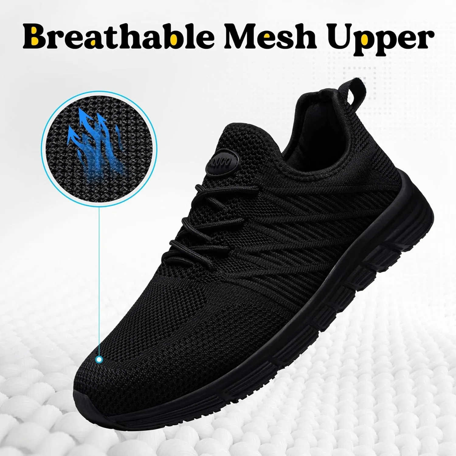 Slip Resistant Work Shoes for Men Slip On Sneakers Black Non Slip Work Shoes Water Resistant Work Shoe Lightweight Zapatos de Trabajo para Hombres, Black US 6.5-13