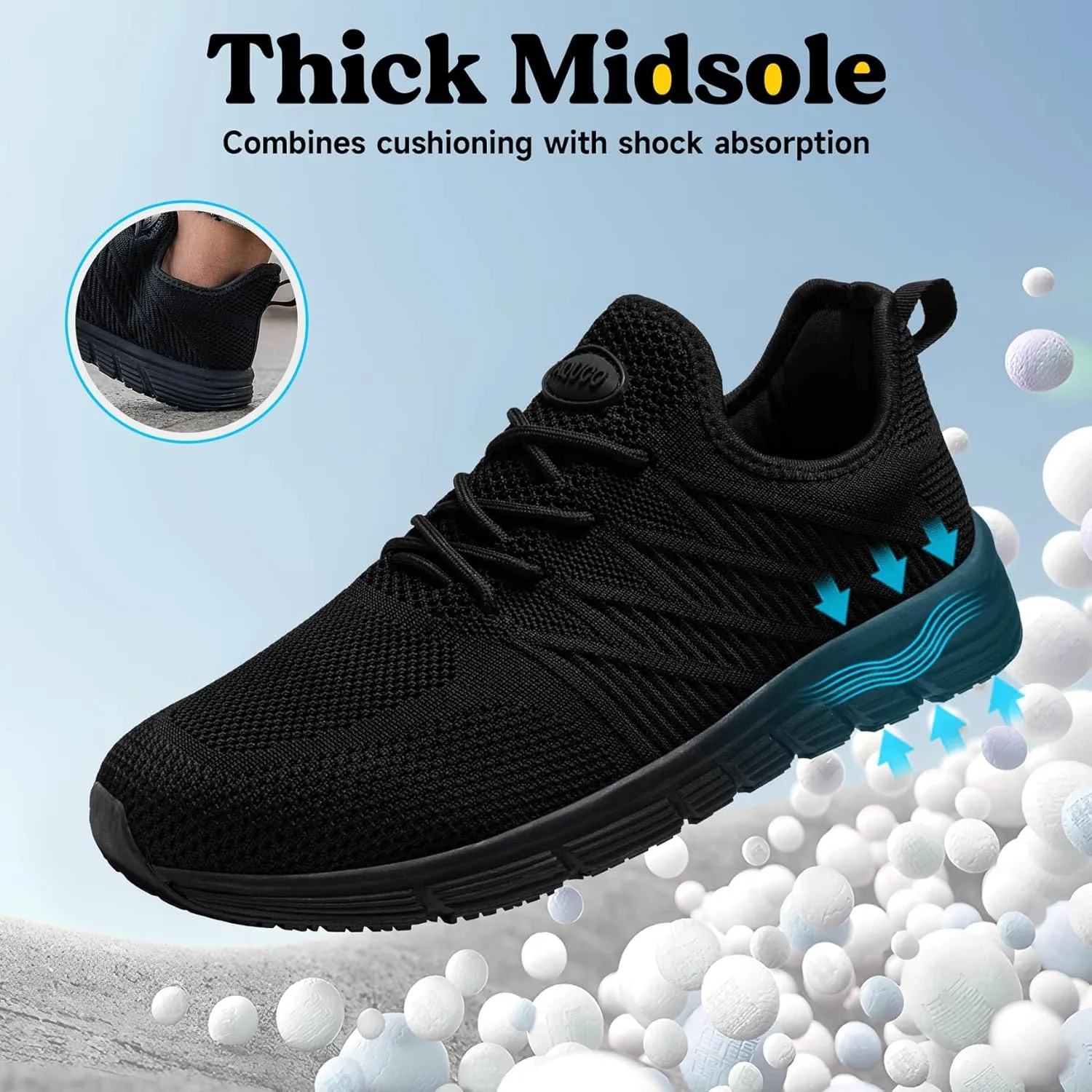 Slip Resistant Work Shoes for Men Slip On Sneakers Black Non Slip Work Shoes Water Resistant Work Shoe Lightweight Zapatos de Trabajo para Hombres, Black US 6.5-13