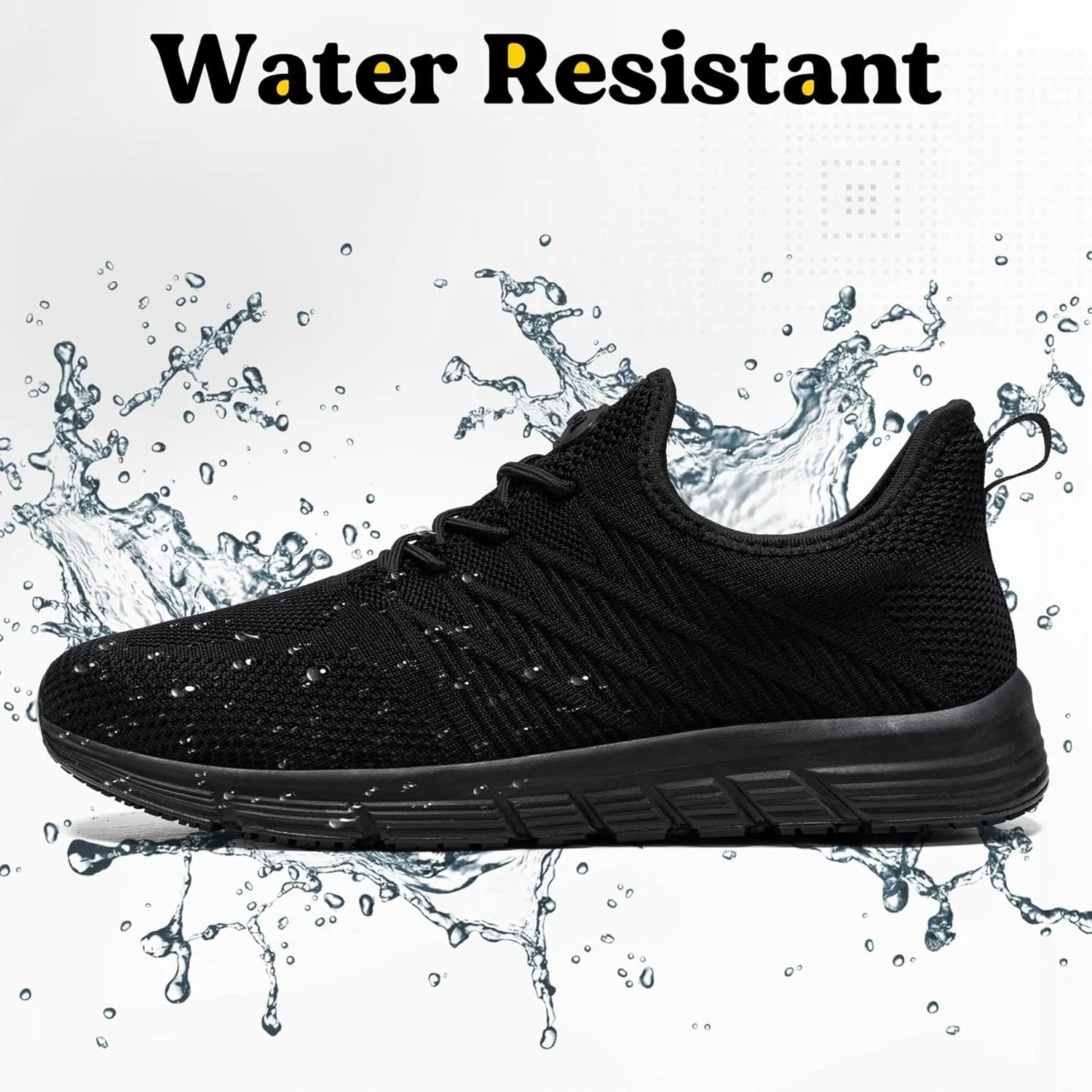 Slip Resistant Work Shoes for Men Slip On Sneakers Black Non Slip Work Shoes Water Resistant Work Shoe Lightweight Zapatos de Trabajo para Hombres, Black US 6.5-13