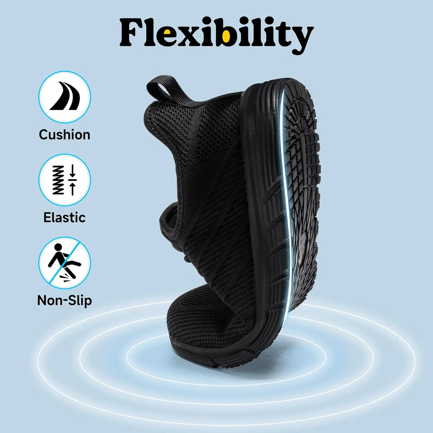 Slip Resistant Work Shoes for Men Slip On Sneakers Black Non Slip Work Shoes Water Resistant Work Shoe Lightweight Zapatos de Trabajo para Hombres, Black US 6.5-13