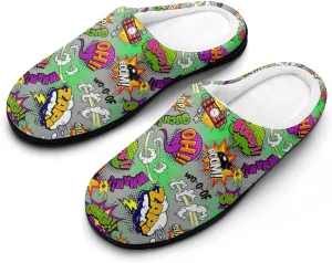 Sloth Happy Halloween Slippers For Women Memory Foam Cotton House Clog Slippers Comfy Slip-On Shoes Indoor Outdoor