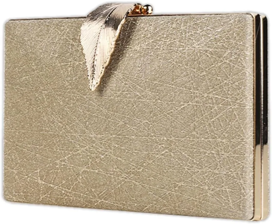 Small Clutch Purses for Women Evening Bag with Leaf-style Flip Lock Bridal Wedding Handbag