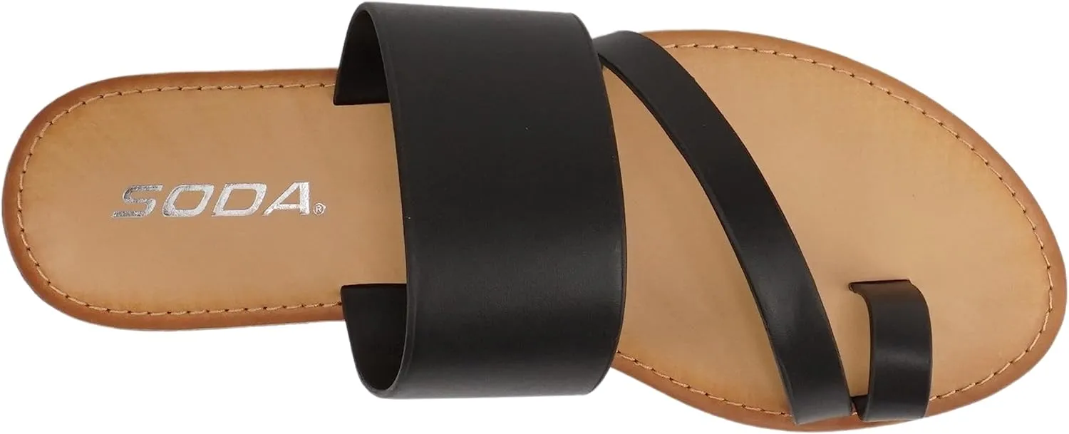 Soda Joan Womens Open Toe Slip On Flip Flop Sandals