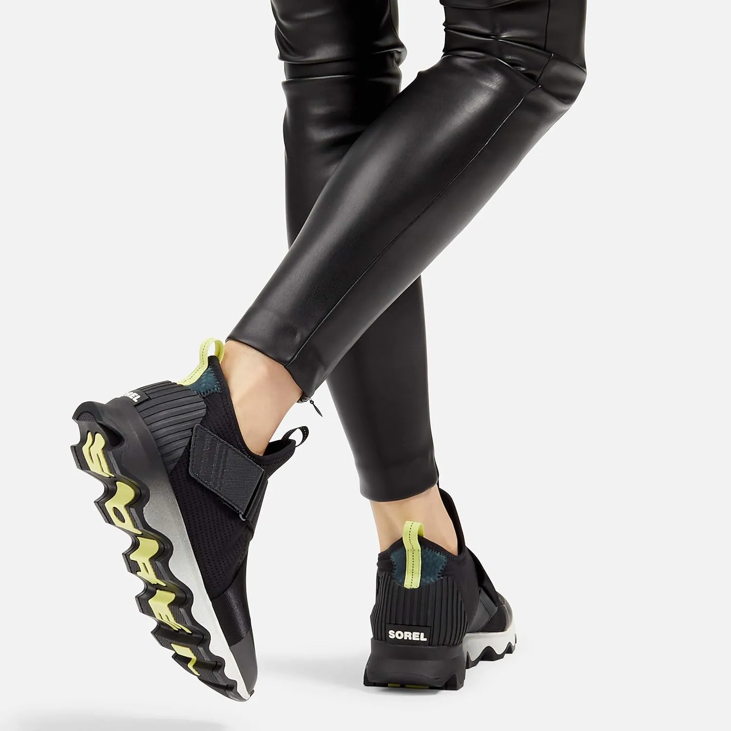 SOREL - Women’s Kinetic Sneak, Knit Sneaker with Scalloped Sole and Stretch Straps