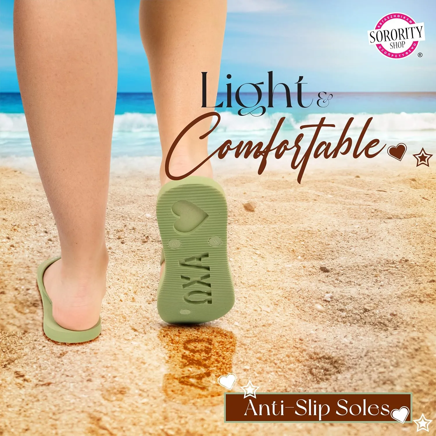 Sorority Shop Kappa Delta Flip Flops - Officially Licensed Sorority Flip Flop - Flip Flops for Women