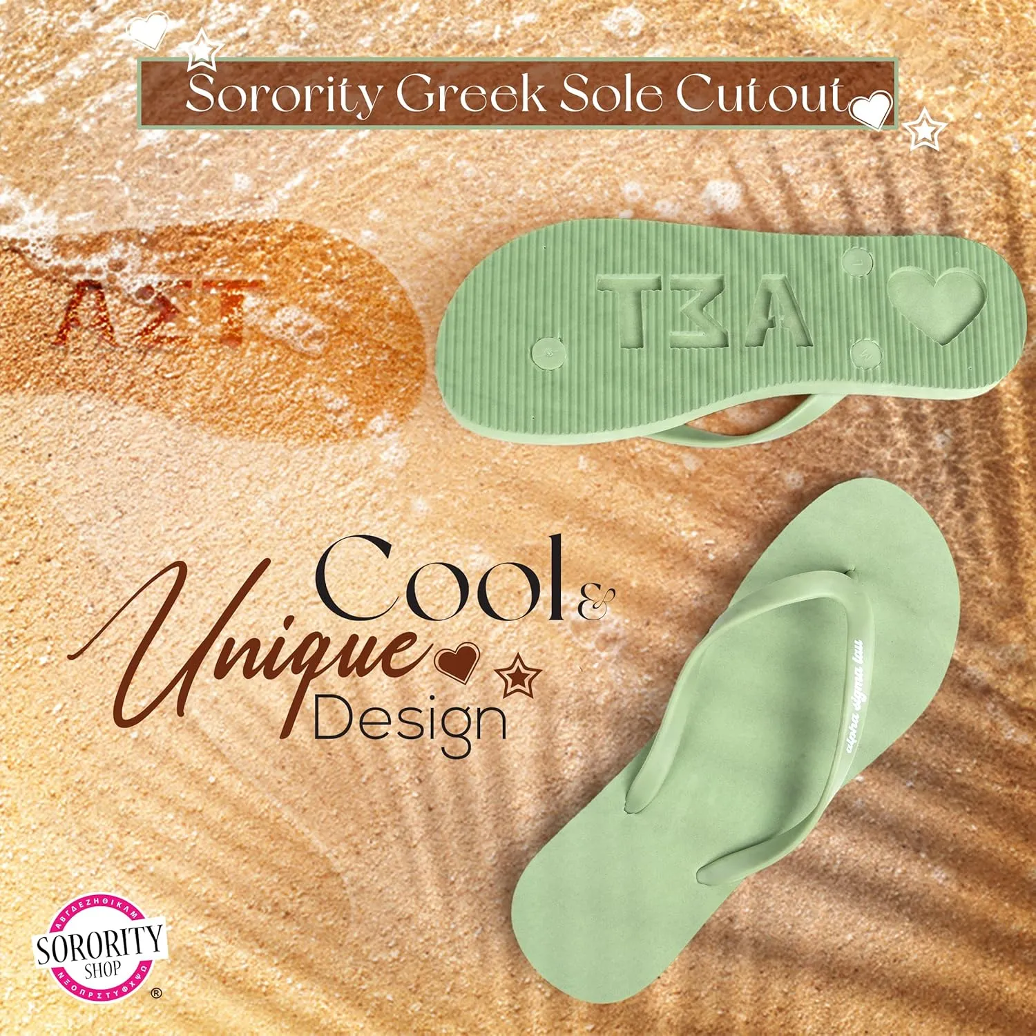 Sorority Shop Kappa Delta Flip Flops - Officially Licensed Sorority Flip Flop - Flip Flops for Women