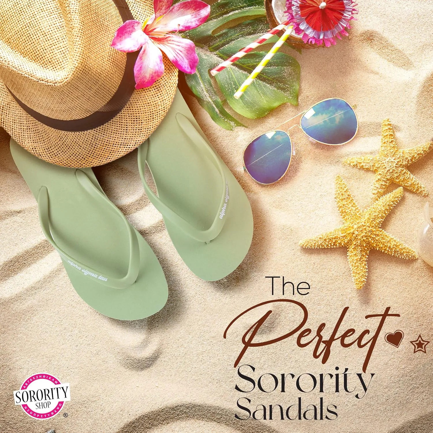 Sorority Shop Kappa Delta Flip Flops - Officially Licensed Sorority Flip Flop - Flip Flops for Women