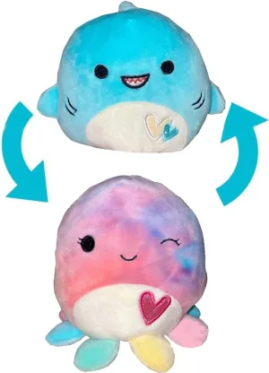 Squishmallows Official Kellytoy Valentines Squad Squishy Soft Plush Toy Animal (5 Inch, Rey & Opal Flip-a-Mallow)