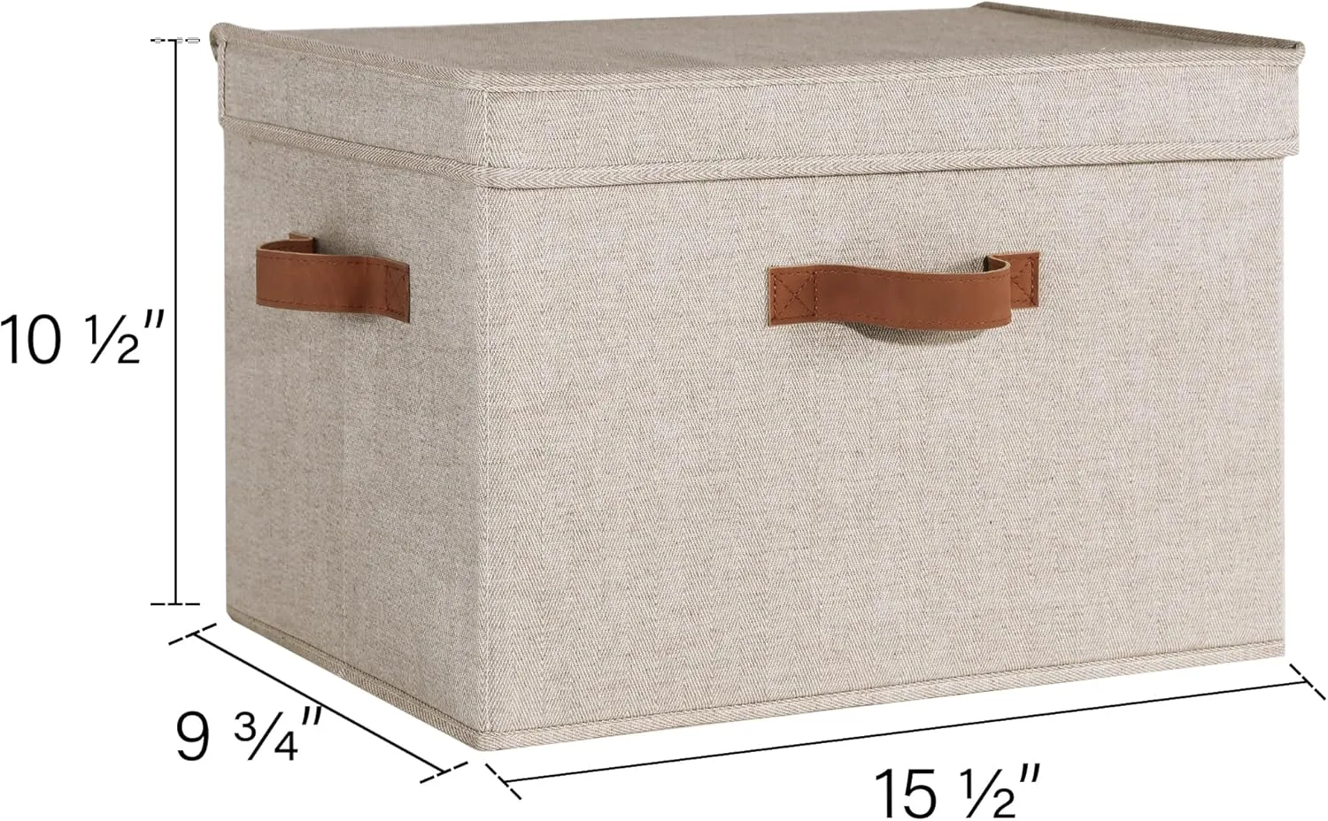 StorageWorks Fabric Storage Bins with lid, Decorative Boxes for Shelves, Closet Organizer Basket with Handles, Large, Brown and Beige, 2-Pack