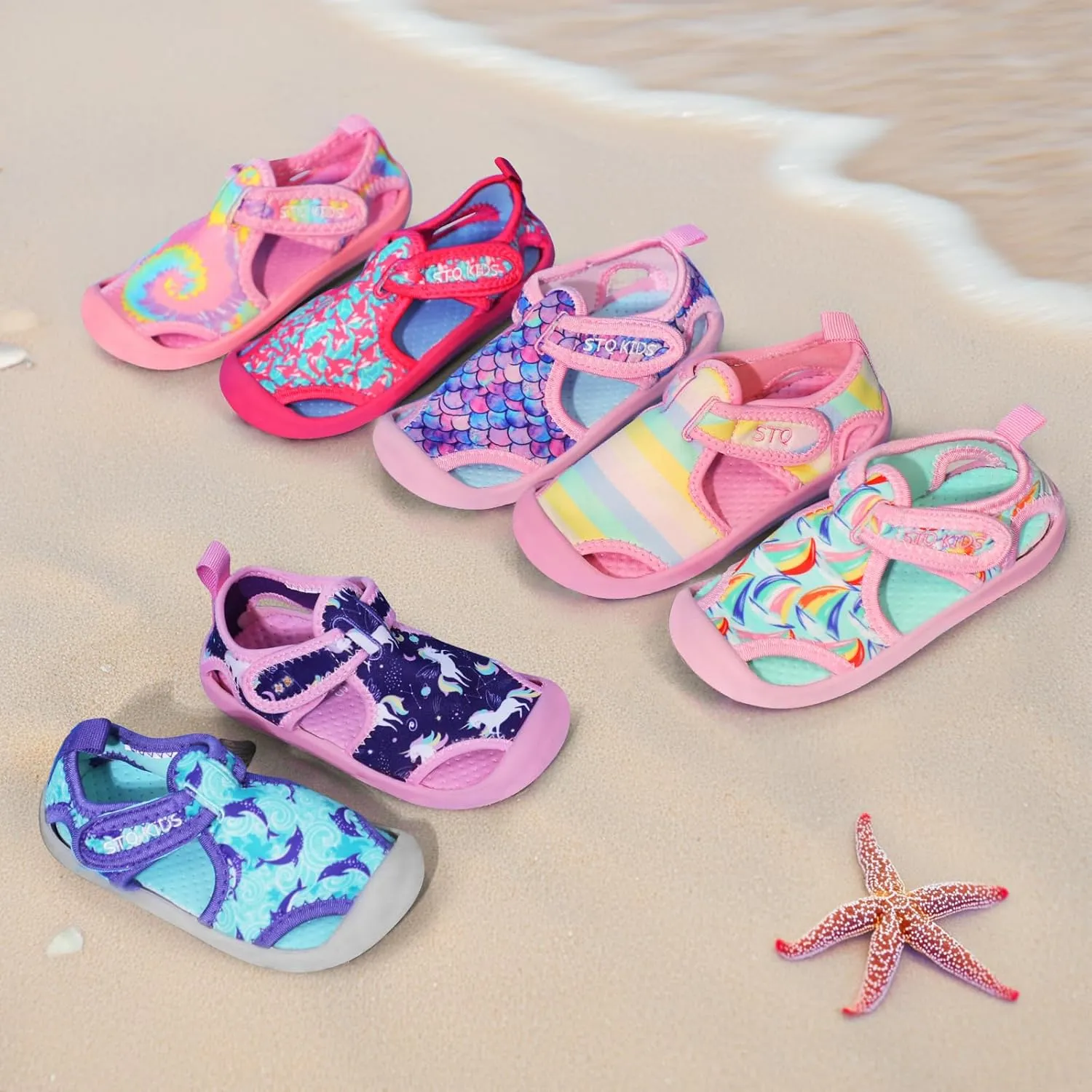 STQ Boys Girls Water Shoes Quick-Dry Slip on Beach Swim Pool Sandals(Toddler/Little Kid)