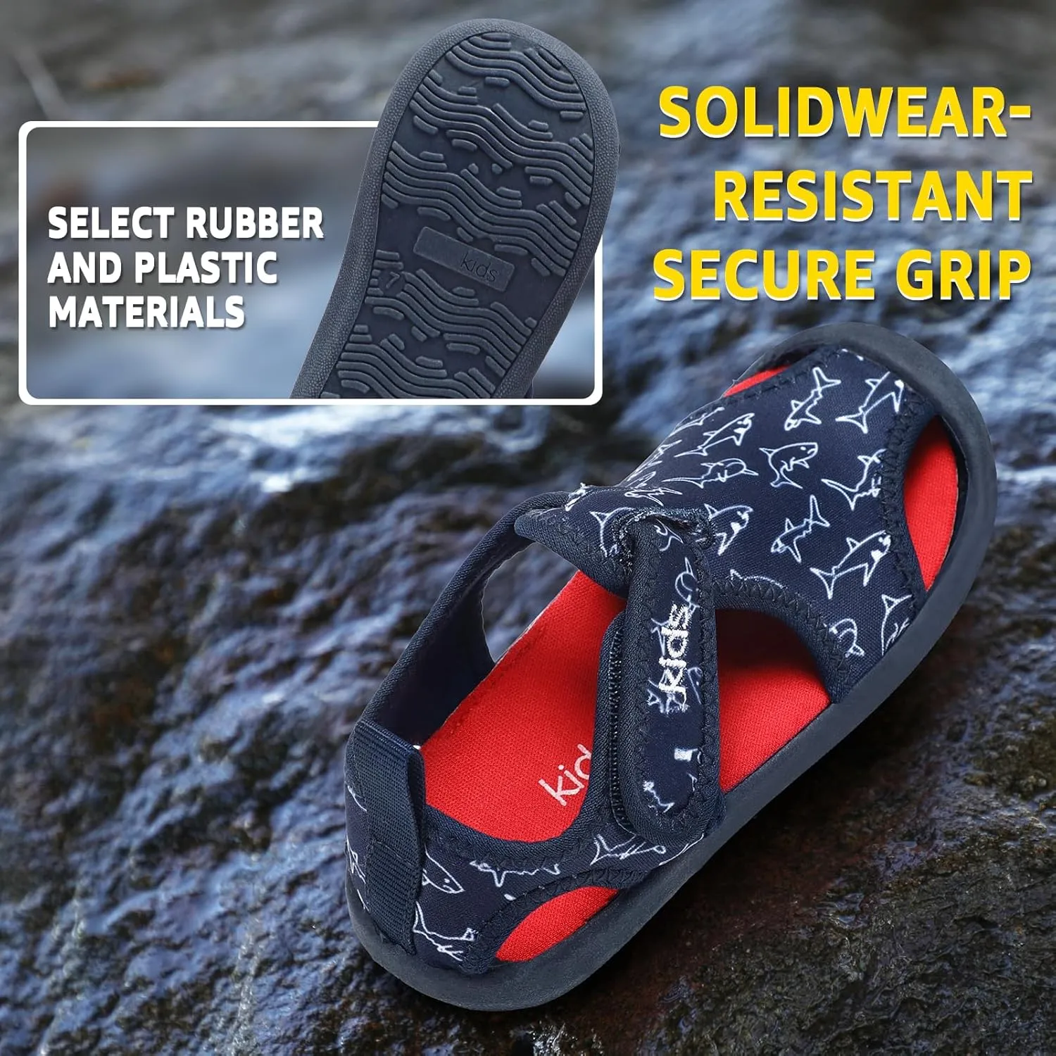 STQ Boys Girls Water Shoes Quick-Dry Slip on Beach Swim Pool Sandals(Toddler/Little Kid)