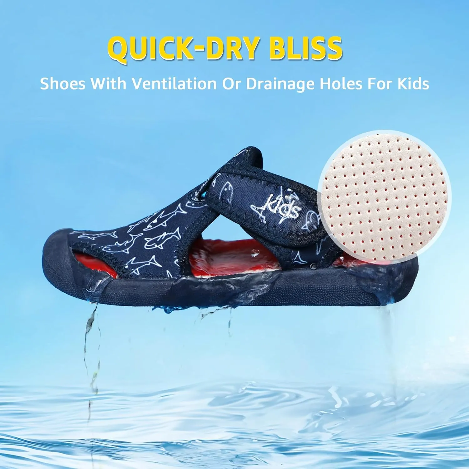 STQ Boys Girls Water Shoes Quick-Dry Slip on Beach Swim Pool Sandals(Toddler/Little Kid)