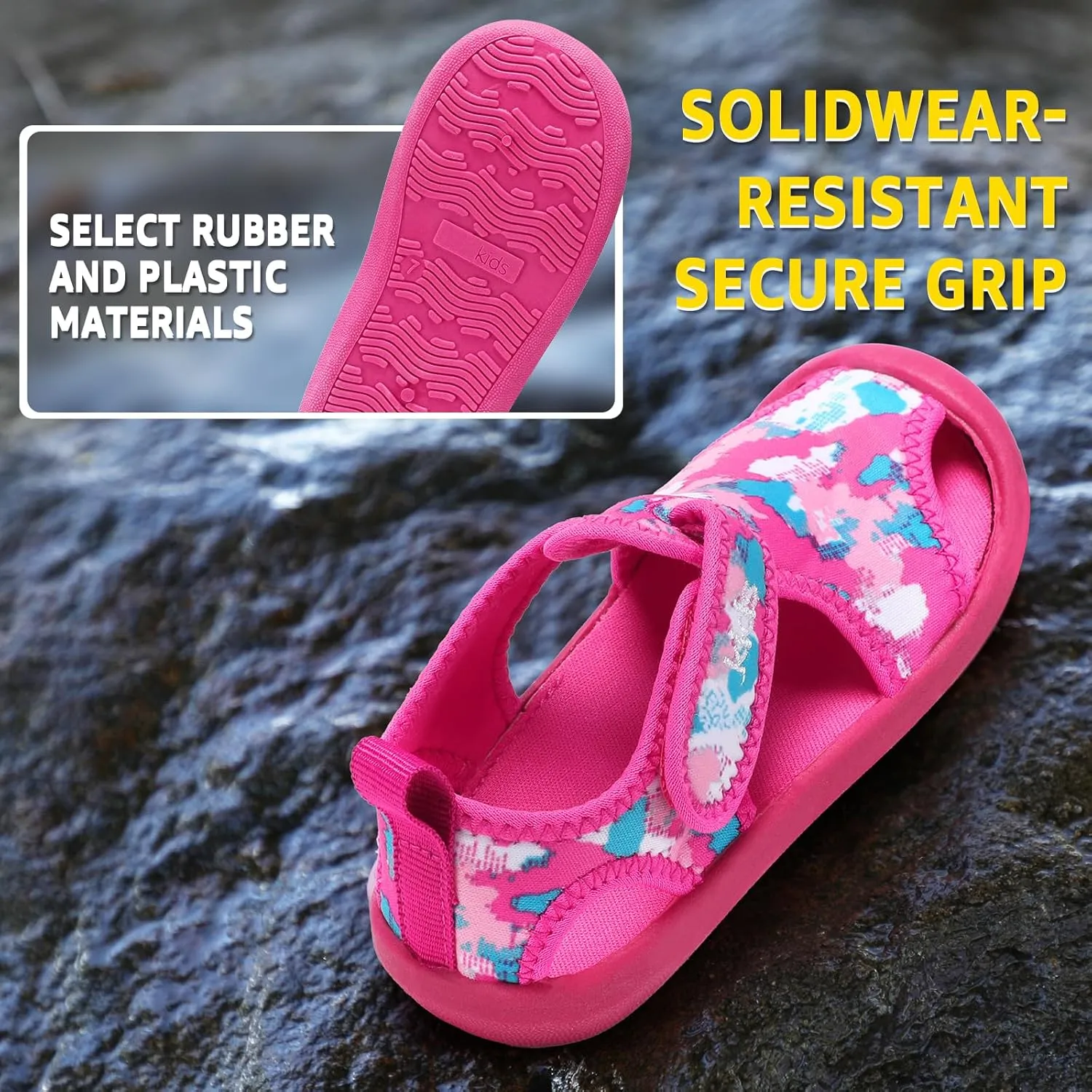 STQ Boys Girls Water Shoes Quick-Dry Slip on Beach Swim Pool Sandals(Toddler/Little Kid)