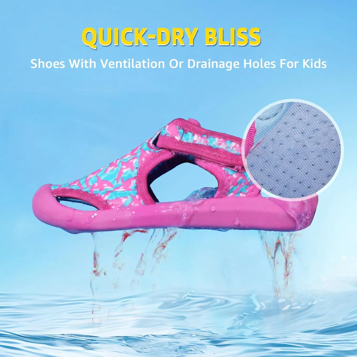 STQ Boys Girls Water Shoes Quick-Dry Slip on Beach Swim Pool Sandals(Toddler/Little Kid)