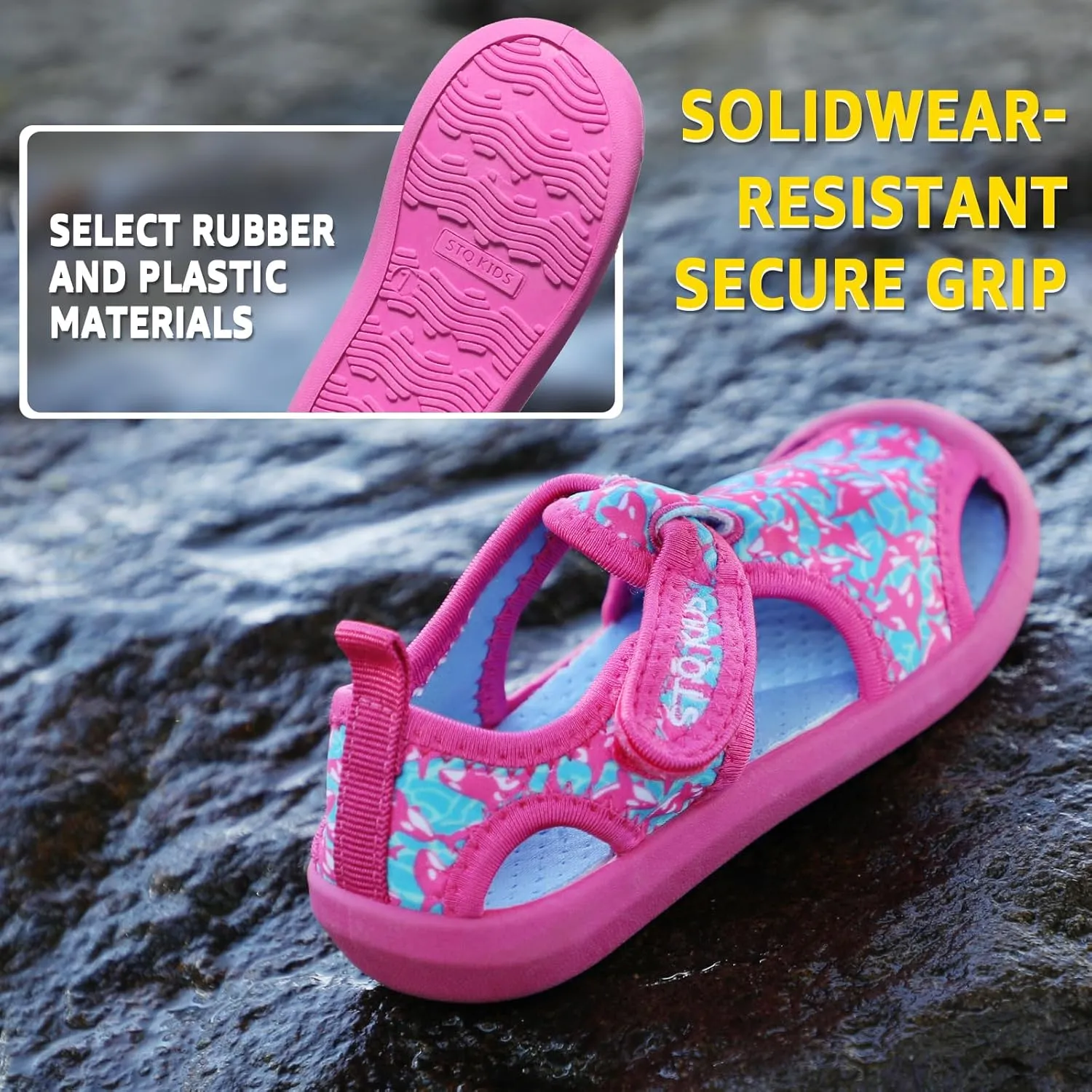 STQ Boys Girls Water Shoes Quick-Dry Slip on Beach Swim Pool Sandals(Toddler/Little Kid)