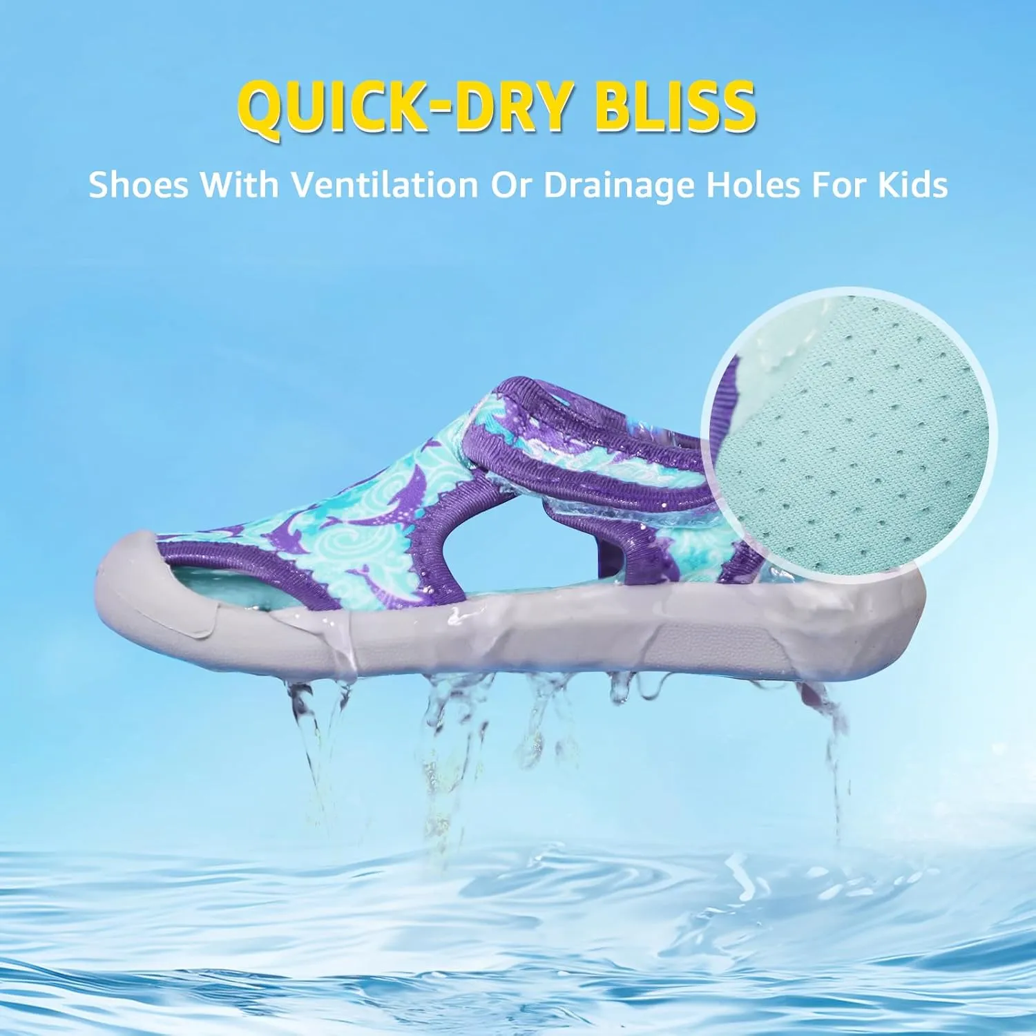 STQ Boys Girls Water Shoes Quick-Dry Slip on Beach Swim Pool Sandals(Toddler/Little Kid)