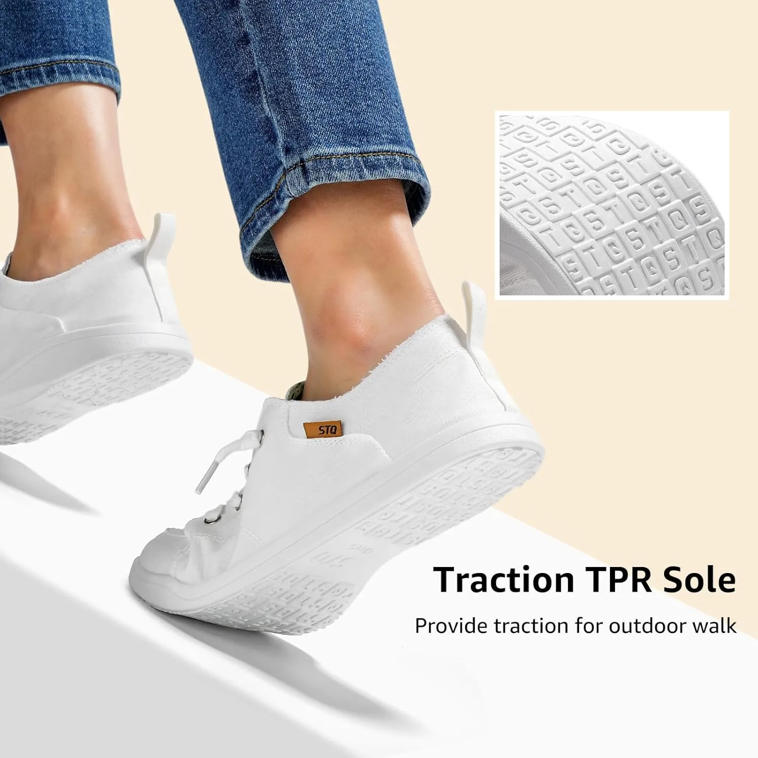 STQ Slip on Sneakers for Women Casual Canvas Shoes Machine Washable