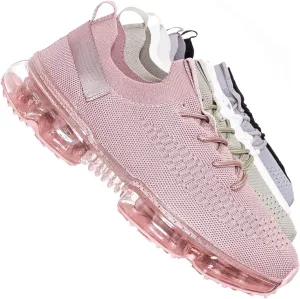 Stretch Elastic Mesh Sneaker - Festival Lace Up Rubber Air Bubble Cushion