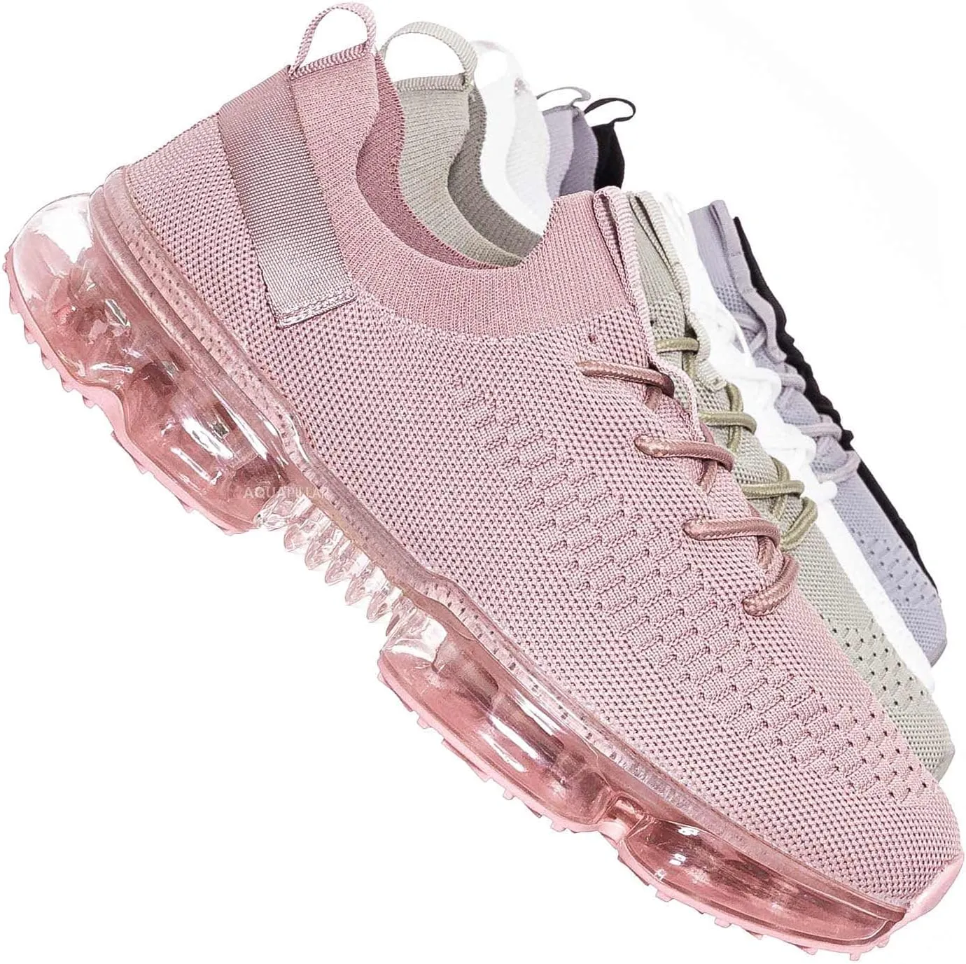 Stretch Elastic Mesh Sneaker - Festival Lace Up Rubber Air Bubble Cushion