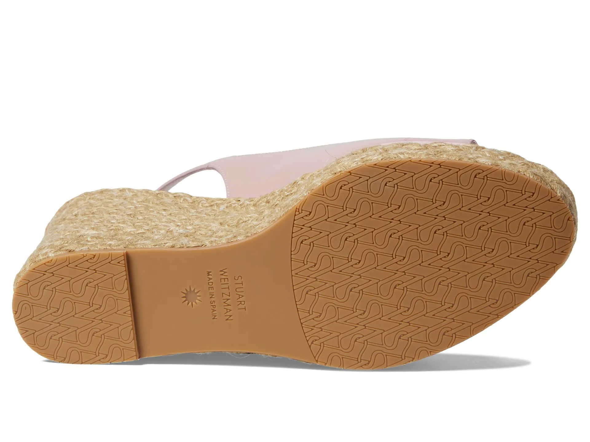 Stuart Weitzman Island Peep-Toe Espadrille Wedge Ballet/Natural 7 B