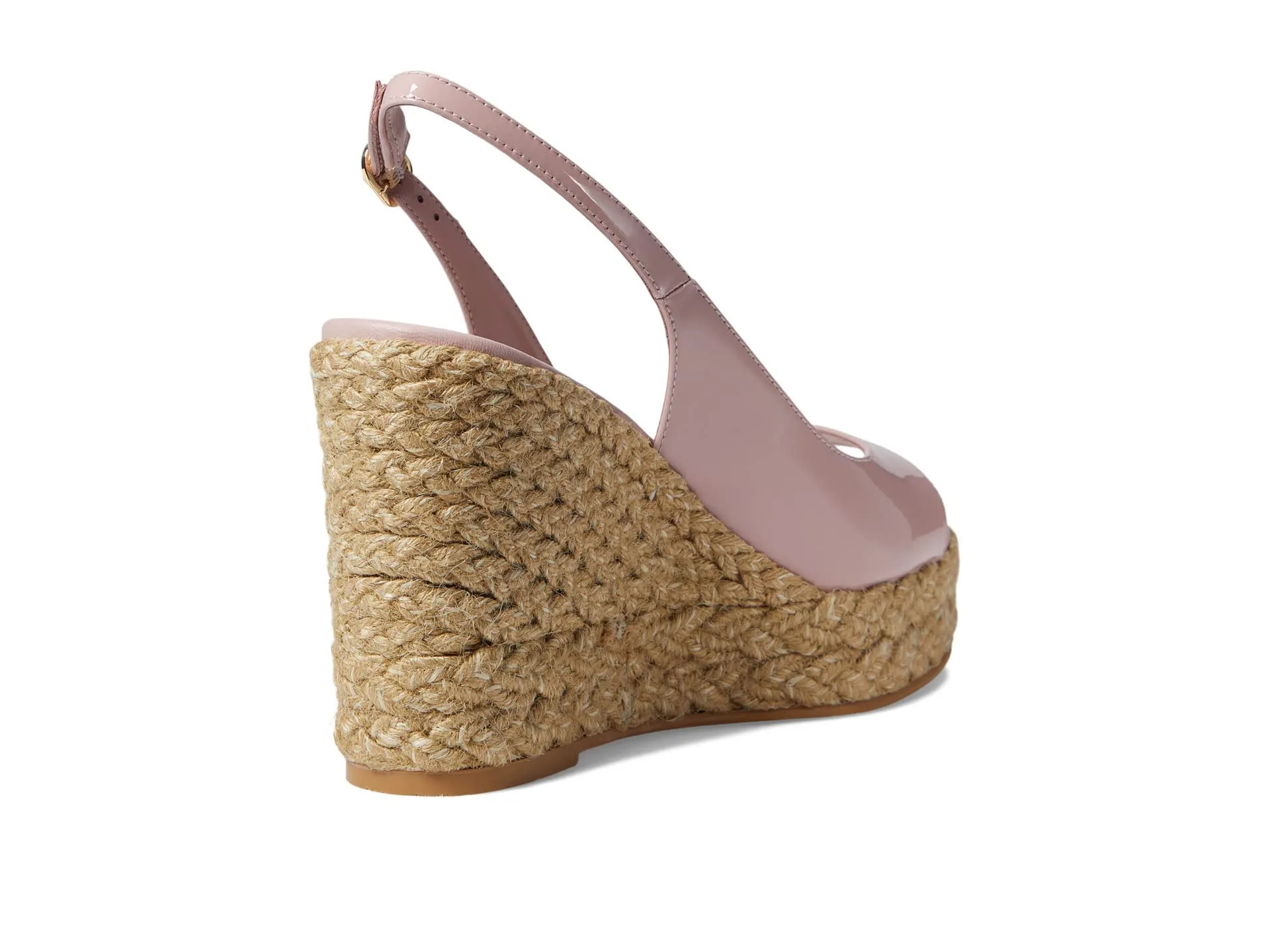 Stuart Weitzman Island Peep-Toe Espadrille Wedge Ballet/Natural 7 B