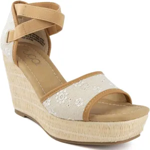 Sugar Women's Wedge Sandals – Ankle Strap Heels, Dressy Platform Open-Toe Shoes, Boho Peep-Toe Summer Pump - Chili