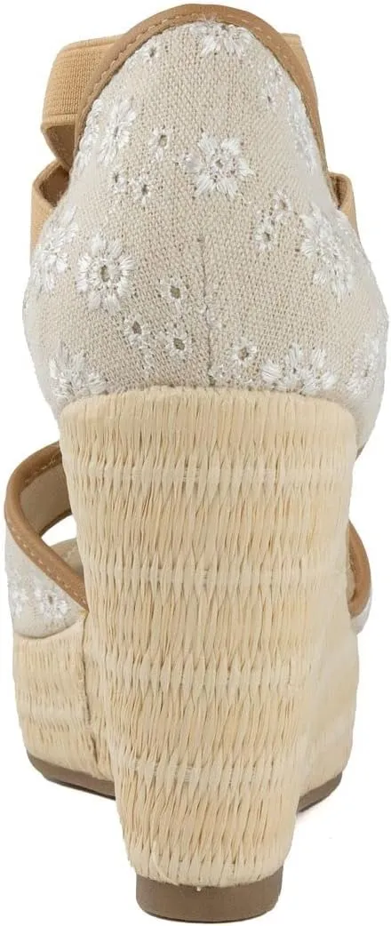 Sugar Women's Wedge Sandals – Ankle Strap Heels, Dressy Platform Open-Toe Shoes, Boho Peep-Toe Summer Pump - Chili