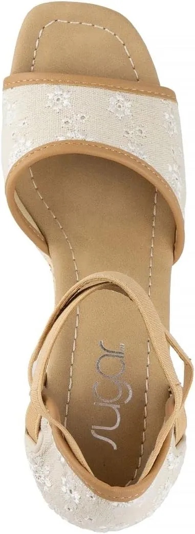 Sugar Women's Wedge Sandals – Ankle Strap Heels, Dressy Platform Open-Toe Shoes, Boho Peep-Toe Summer Pump - Chili