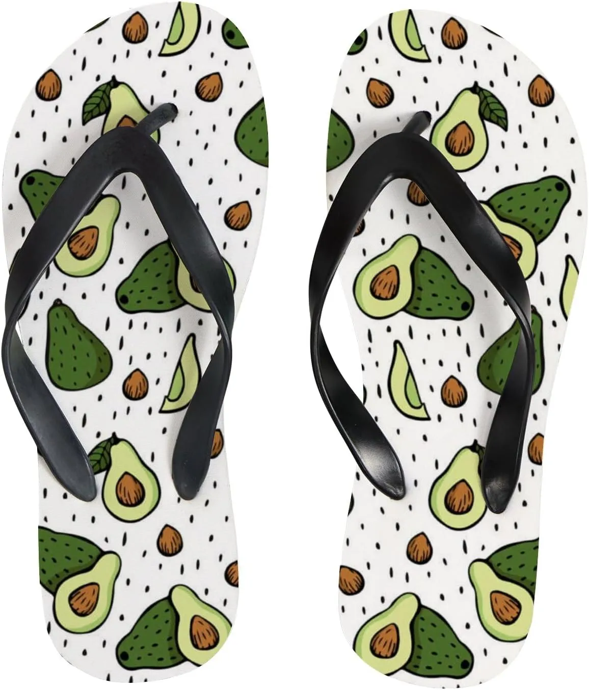 Summer Flip Flops for Women Girls - Avocado Pattern Casual Thong Slippers Slide Flat Sandals for Beach