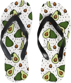 Summer Flip Flops for Women Girls - Avocado Pattern Casual Thong Slippers Slide Flat Sandals for Beach