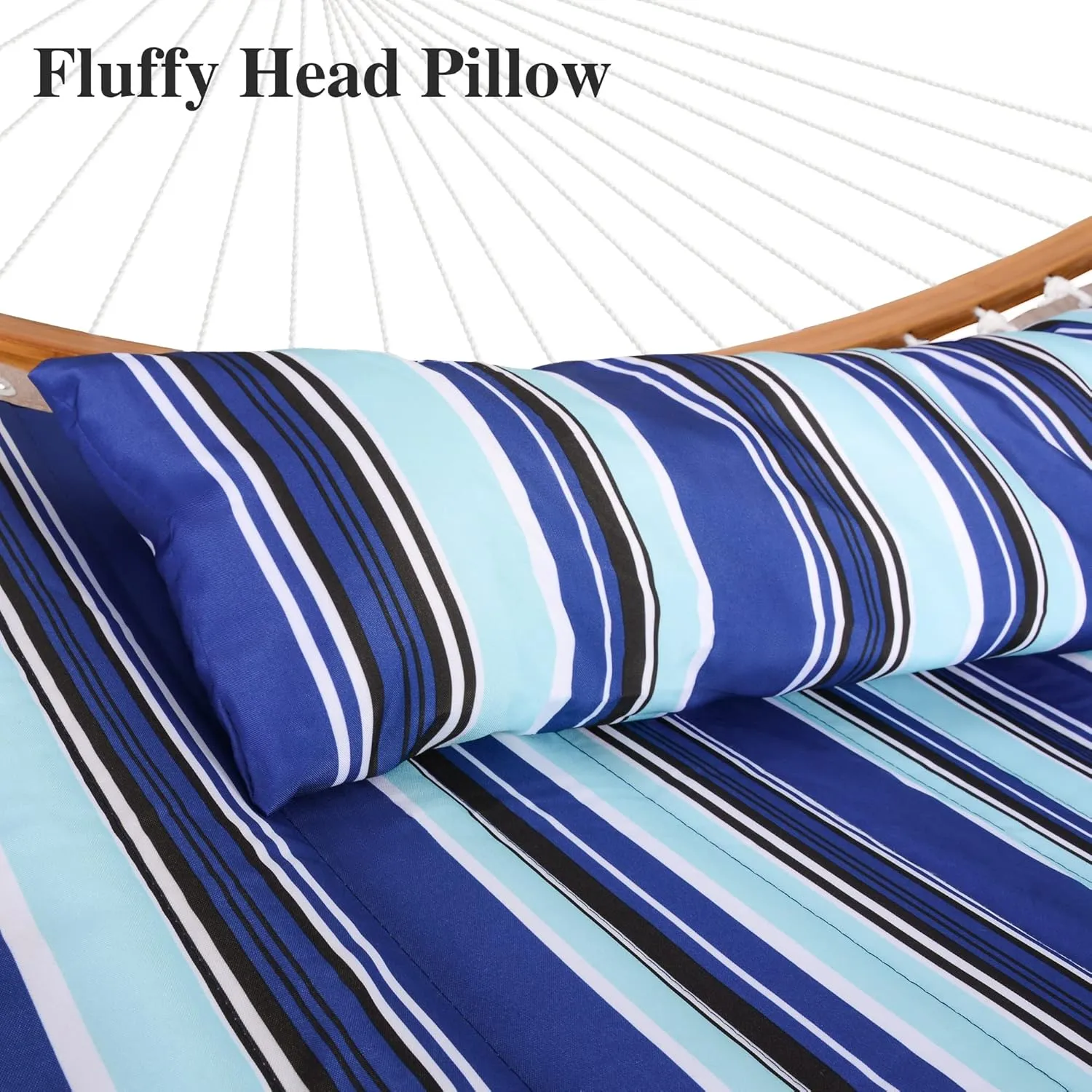 SUNCREAT Hammocks Outdoor Portable Hammock with Stand, 475 lbs Capacity, Heavy Duty Double Hammock with Stand Included, Patent Pending, Blue Stripes