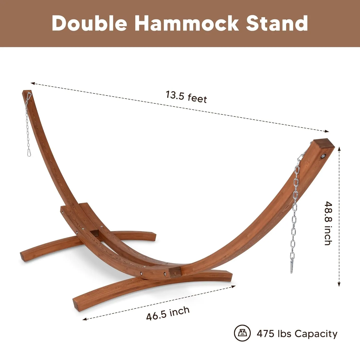 SUNCREAT Hammocks Standing Backyard Hammock with Stand, 2 Person Heavy Duty Portable Hammock with 13.5 ft Wooden Stand, Dark Gray