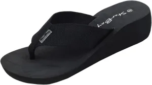 Sunville Women's Wedge Canvas Thong Sandal