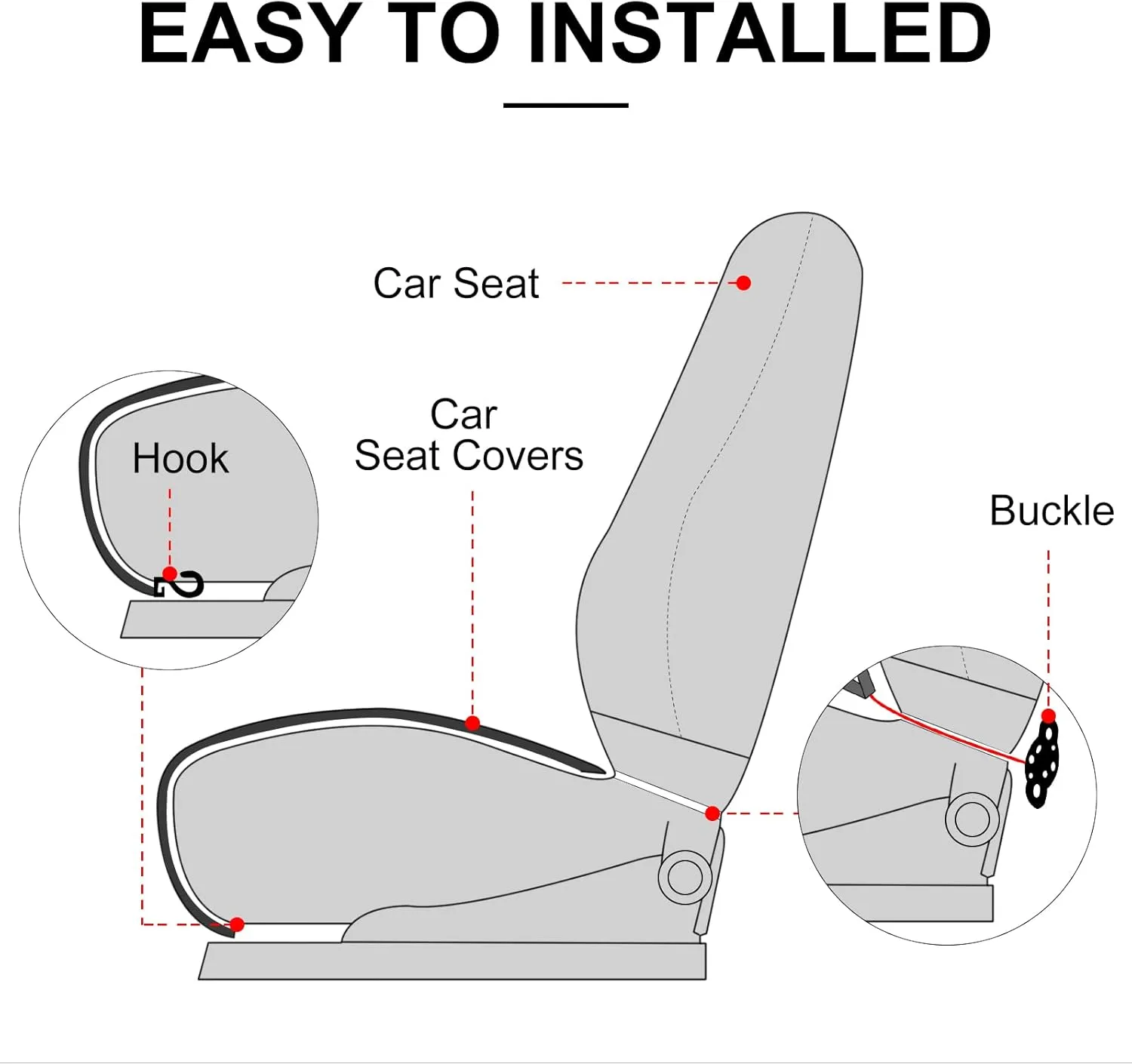 surpassme 2 Comfortable Car Seat Covers Universal Front Seat Coves for Car Accessories with Storage Pockets, Padded Car Interior Covers for Automotive, SUV, Truck, and Van (Black)