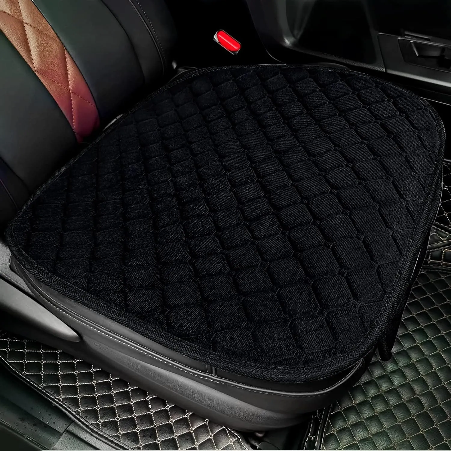 surpassme 2 Comfortable Car Seat Covers Universal Front Seat Coves for Car Accessories with Storage Pockets, Padded Car Interior Covers for Automotive, SUV, Truck, and Van (Black)